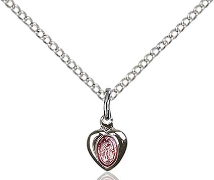 Sterling Silver Small Pink Heart Miraculous Pendant  0217PSS/18SS