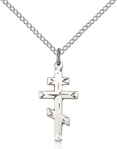 Sterling Silver Orthodox Cross with Diamond Cuts Pendant 0250SS/18S