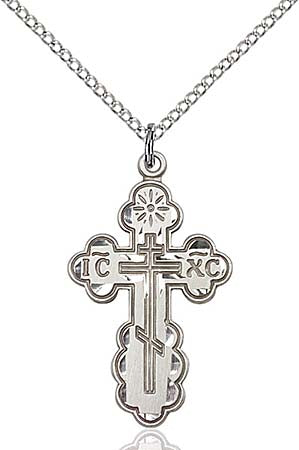 Sterling Silver St. Olga Orthodox Cross Pendant 0257SS/18SS