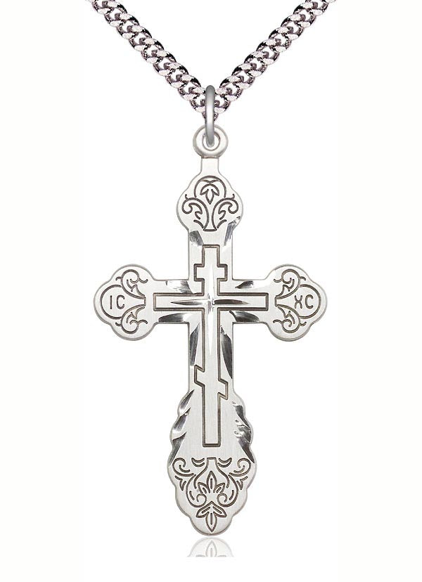 Sterling Silver Ornate Orthodox Cross Pendant  0262SS/24S