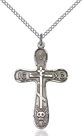Sterling Silver Orthodox Golgotha Cross Pendant  0263SS/18SS