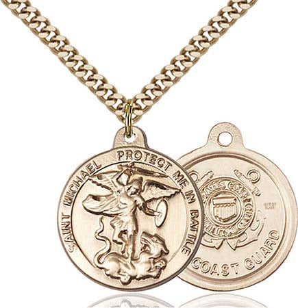 Gold Filled St. Michael the Archangel Coast Guard Pendant 0344GF3