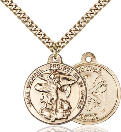 Gold Filled St Michael the Archangel National Guard Pendant 0344GF5
