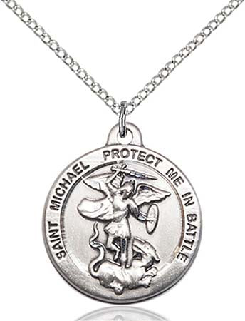 Sterling Silver Round St. Michael the Archangel Pendant  0344SS/18SS