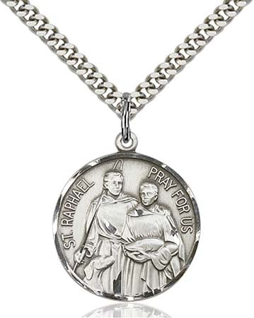 Sterling Silver St. Raphael the Archangel Pendant  0409SS/24S
