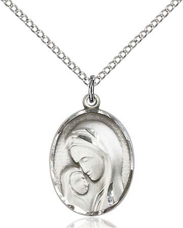 Sterling Silver Oval Madonna & Child Pendant  0447SS/18SS