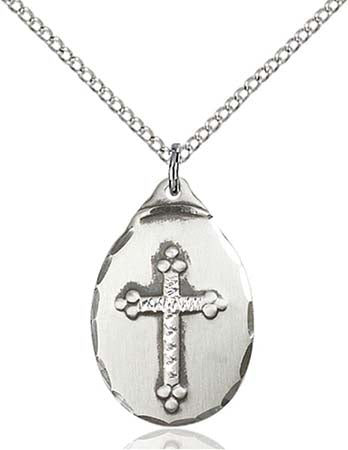 Sterling Silver Oval Cross Pendant  0599YSS/18SS