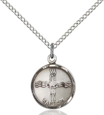 Sterling Silver Round Baptism Pendant 0601BASS/18SS