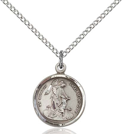 Sterling Silver Round Guardian Angel Pendant 0601ESS/18SS