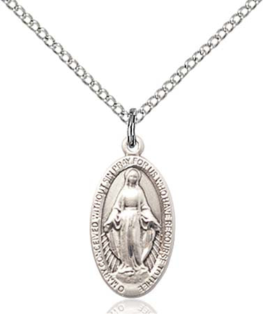 Sterling Silver Miraculous Pendant with Sterling Chain  0609SS/18SS