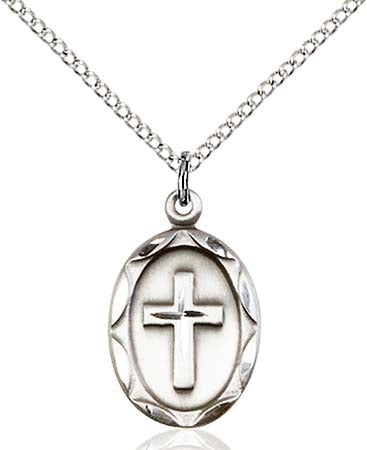 Sterling Silver Oval Cross Pendant  0612YSS/18SS