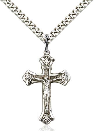 Sterling Silver Crucifix with Fleur-de-lis Ends Pendant 0622SS/24S