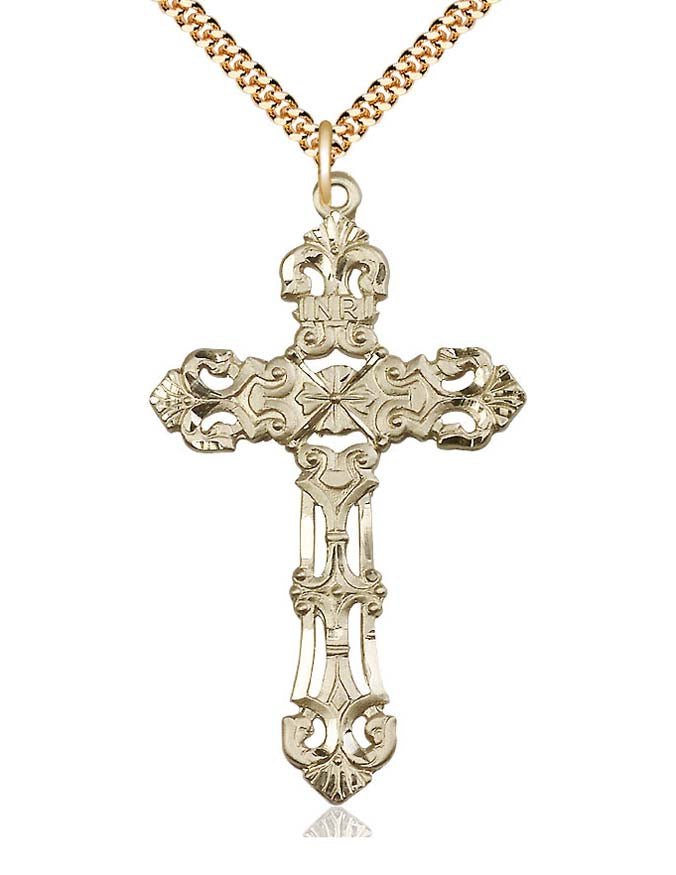 Gold Filled Large Scroll Cross Pendant  0648YGF/24G