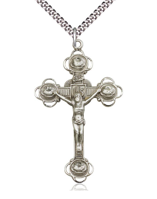 Large Ornate Sterling Silver Crucifix Pendant  0654SS/24S