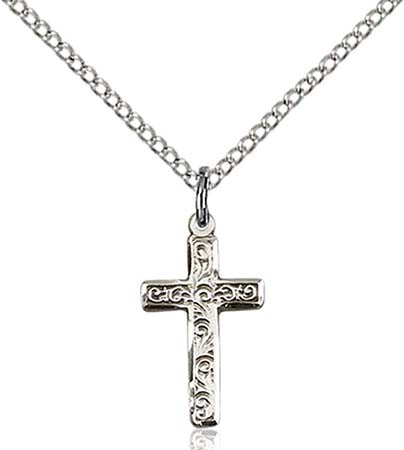 Sterling Silver Cross with Running Vine Pendant - Petite 0672YSS/18SS