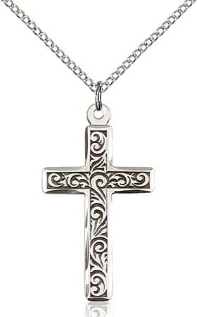 Sterling Silver Cross with Vine Pendant  0674YSS/18SS