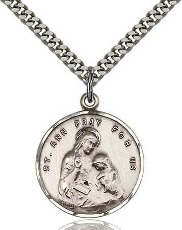 Large Sterling Silver St. Ann Pendant - 0701ASS/24S