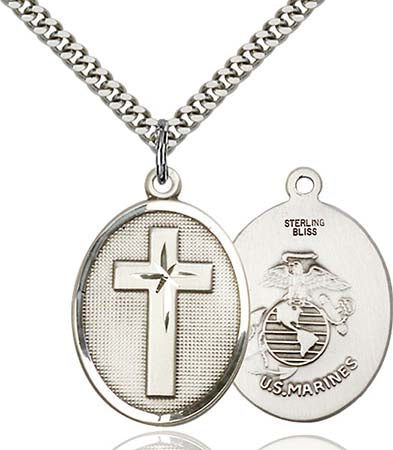 Sterling Silver Cross / Marines Pendant 0783SS4/24S