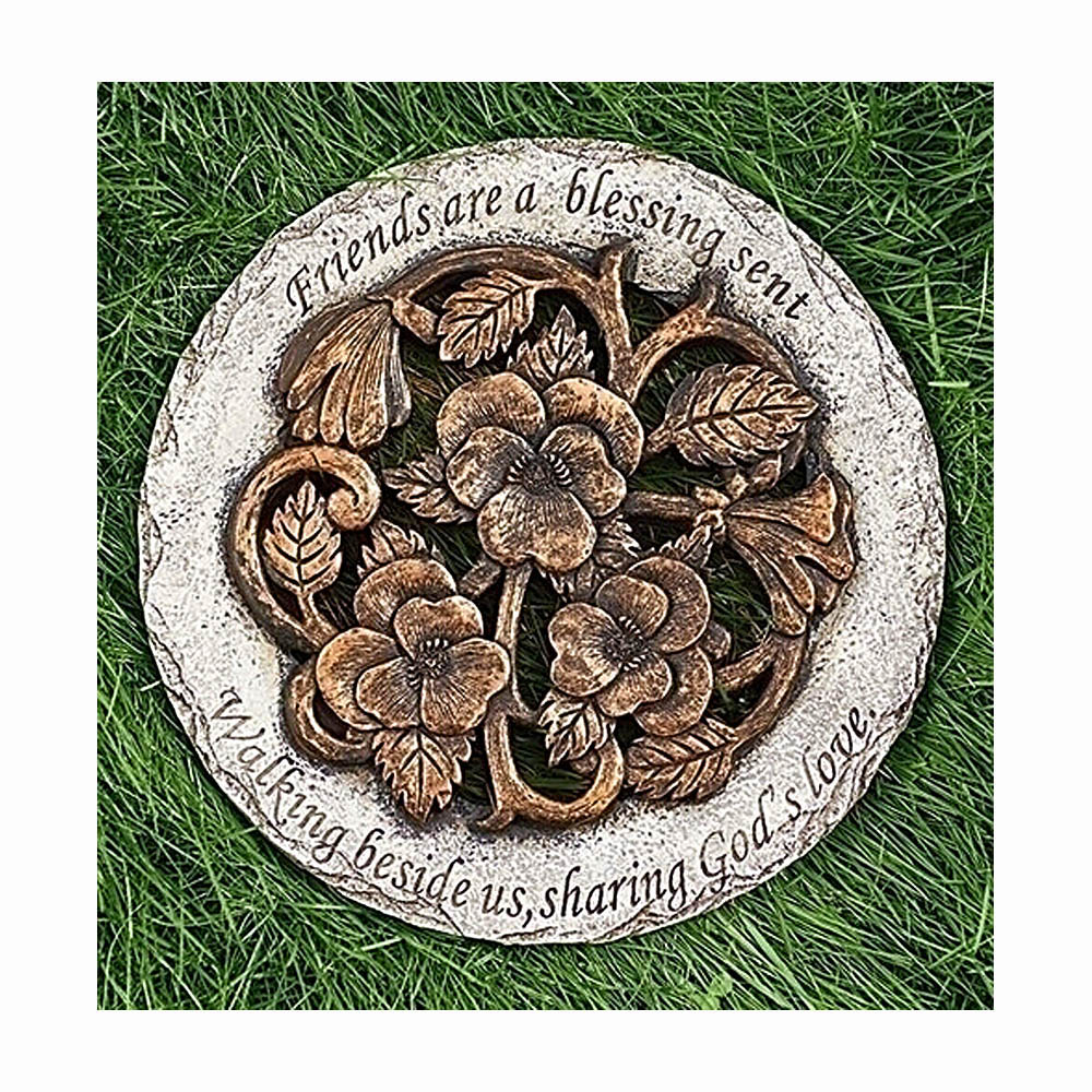 Friends Are A Blessing - Bronze Flower Garden Stepping Stone