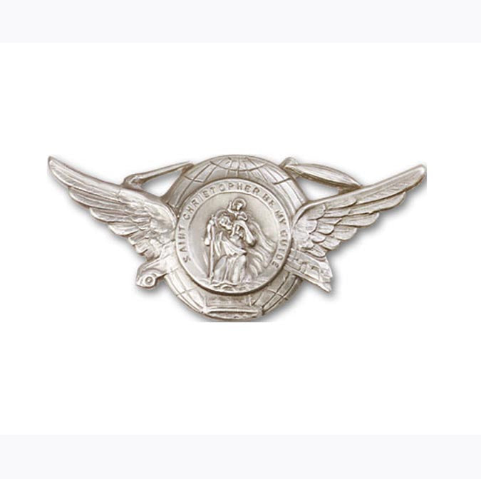 Antique Silver St. Christopher Visor Clip   1018V