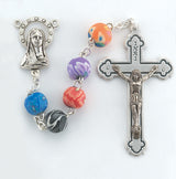 Multi-Color Floral Fimo Bead Rosary 1702-6