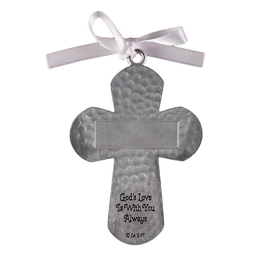 Baptism Bless Crib Cross with White Ribbon