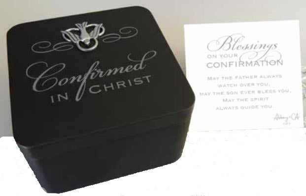 Confirmation Black MDF Rosary or Keepsake Box