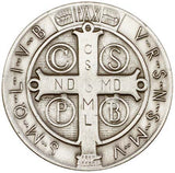 Antique Silver St. Benedict with Latin Prayer Visor Clip 1057V