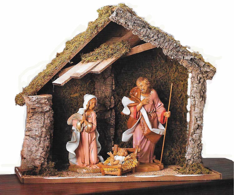 12 inch Scale Fontanini Holy Family Set with Italian Stable