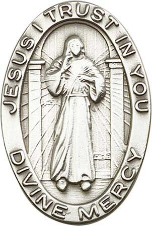 Antique Silver Divine Mercy Visor Clip 1074V