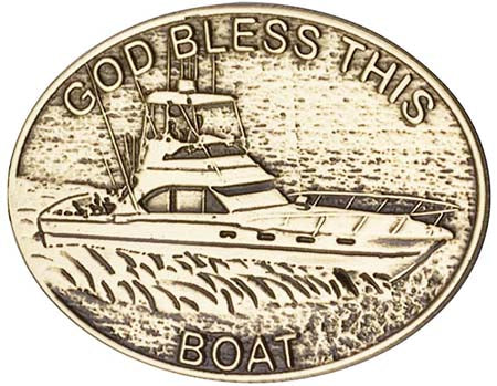 Antique Gold God Bless This Boat Visor Clip 1078VG