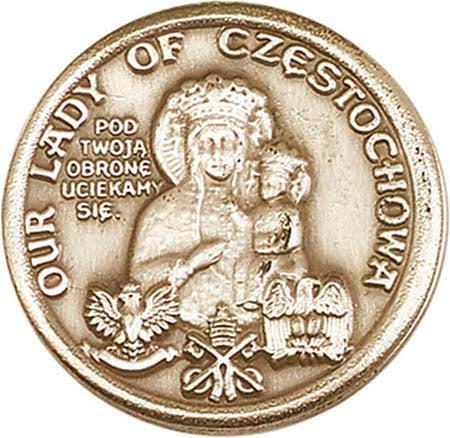 Antique Gold  Our Lady of Czestochowa Visor Clip 1079VG