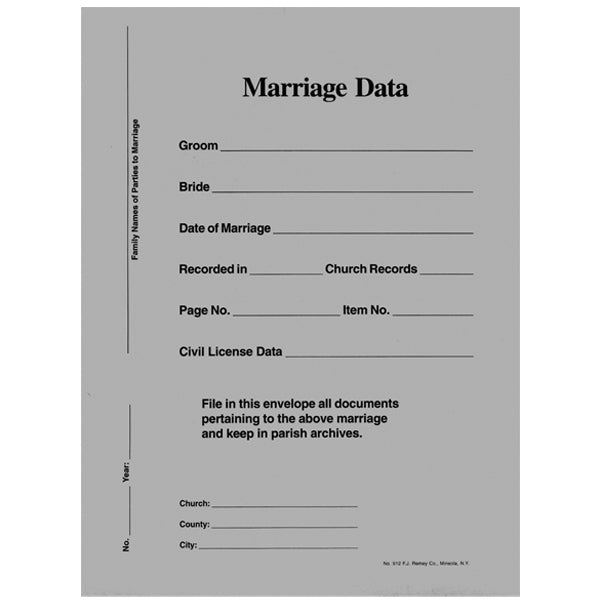 Marriage Data Envelopes 100ct  - 912E