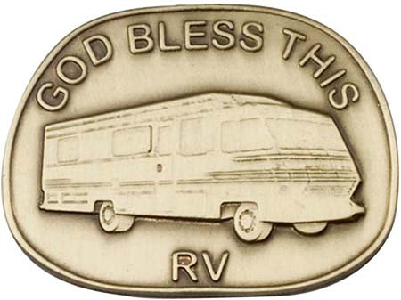 Antique Gold God Bless This Rv Visor Clip 1087VG