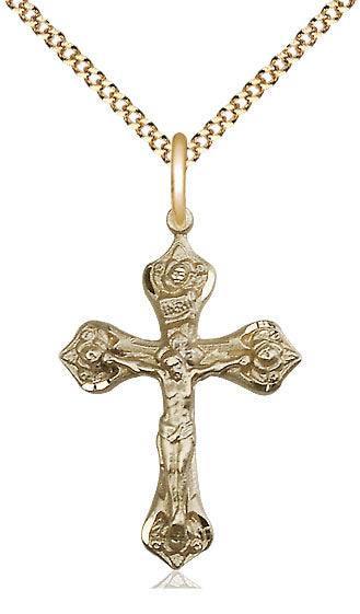 Gold Filled Rose Crucifix Pendant 0662GF