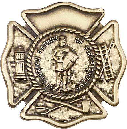 Antique Gold St Florian Firefighter Shield Visor Clip 1094VG