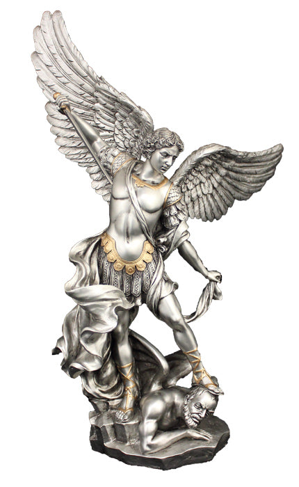 Pewter Finish St. Michael Statue  - Veronese Collection -