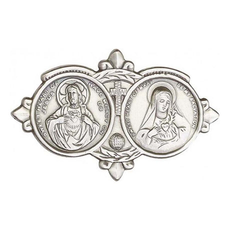 Antique Silver Sacred Heart / Immaculate Heart Visor Clip 1096V