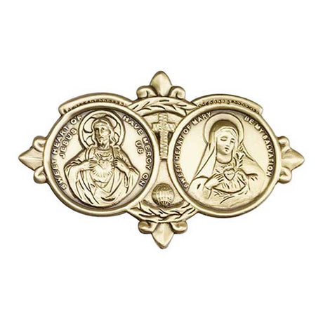Antique Gold  Sacred Heart / Immaculate Heart Visor Clip 1096VG