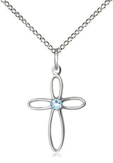 Sterling Loop Cross Birthstone Necklaces