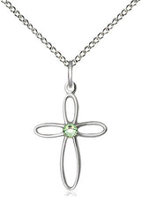 Sterling Loop Cross Birthstone Necklaces