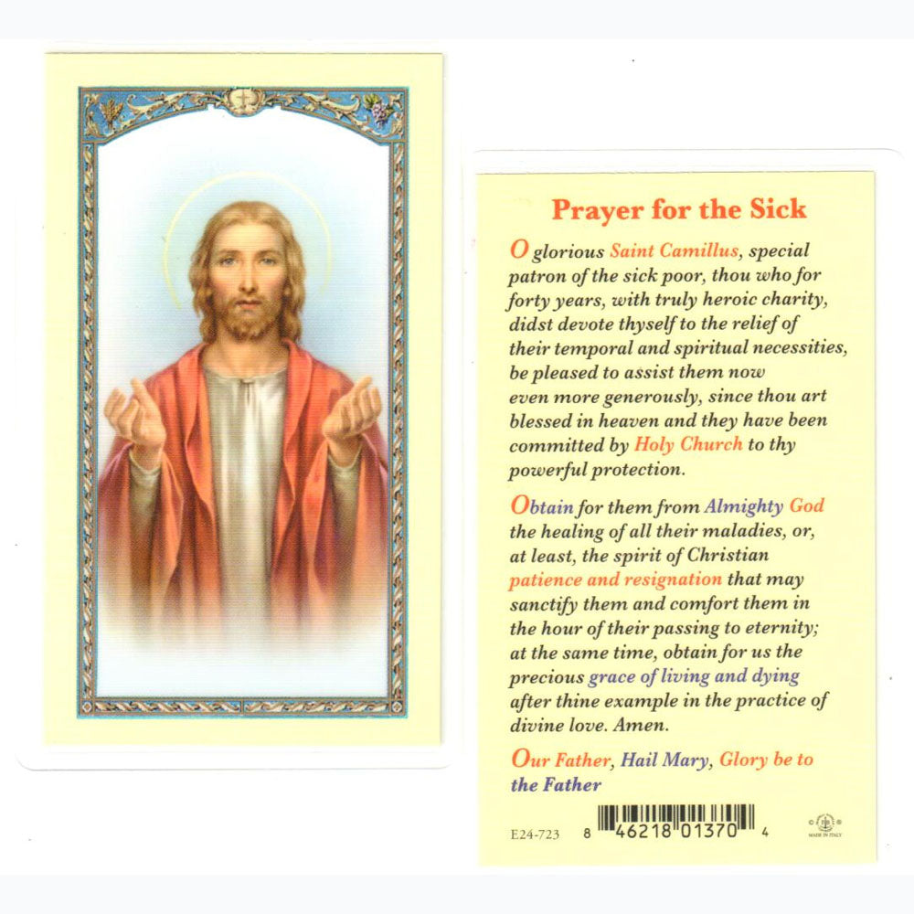 Prayer for the Sick Holy Card with Prayer to St. Camillus