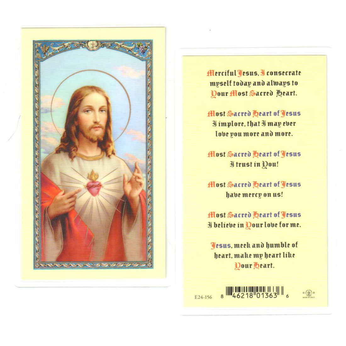 Sacred Heart of Jesus Consecration Prayer Card