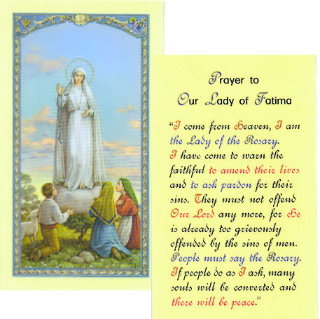 Our Lady of Fatima Prayer Card