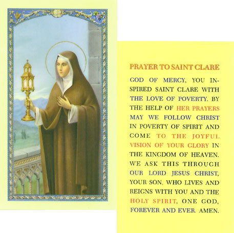 Saint Clare Holy Card - 800-173