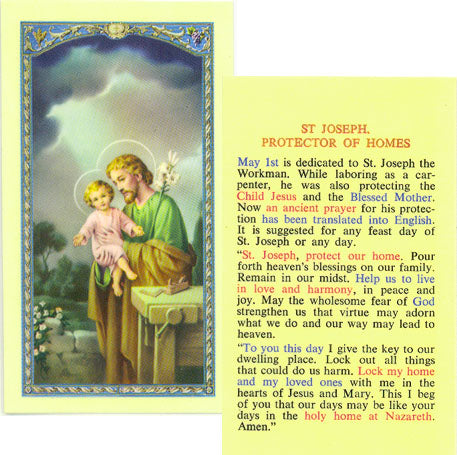 St. Joseph Protector Saint Joseph Protector of Homes Prayer Card – In His Name Store
