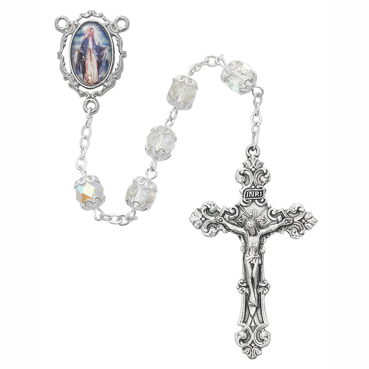 7mm Our Lady of Grace Capped Crystal Rosary