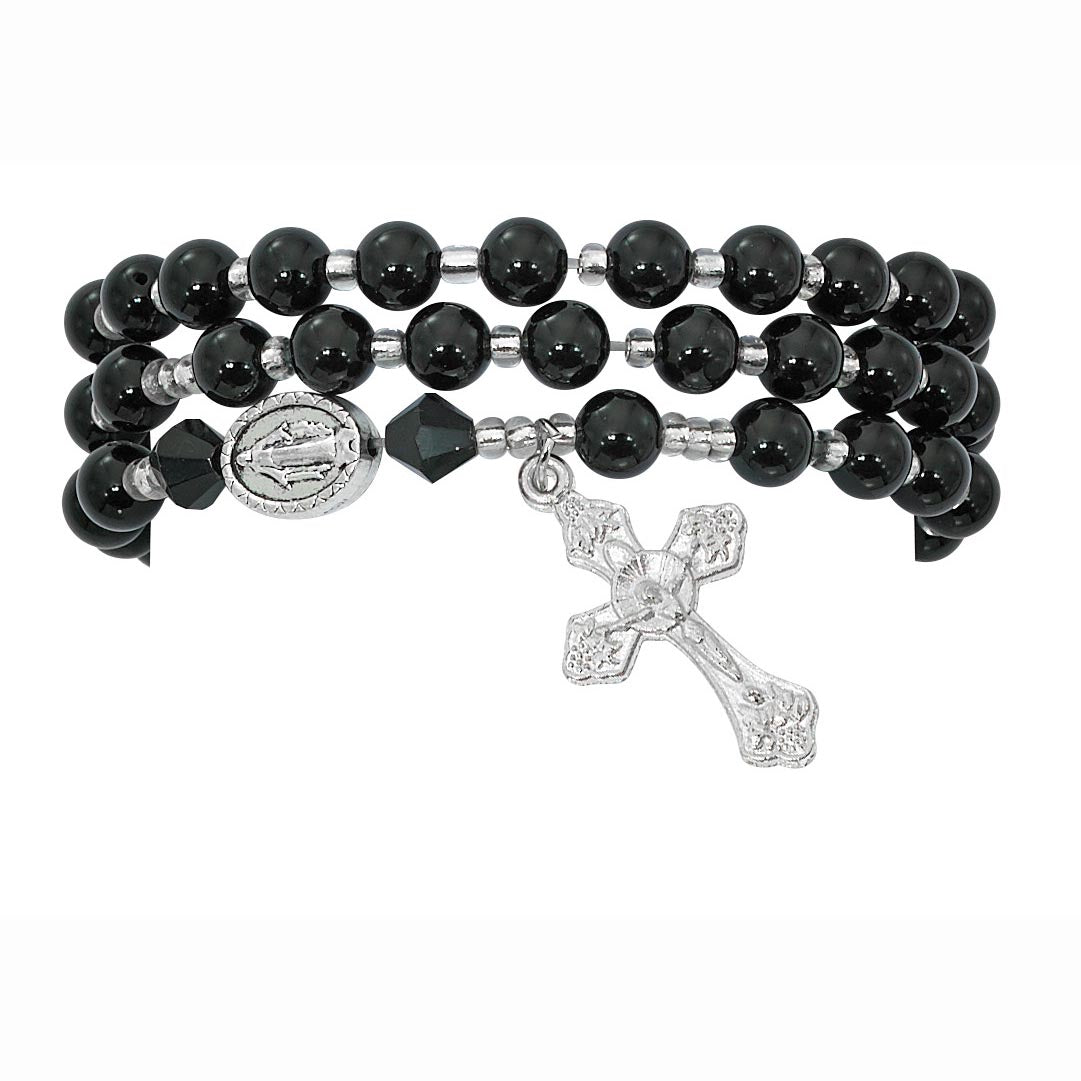 Black Agate Twistable Rosary Bracelet  BR630C