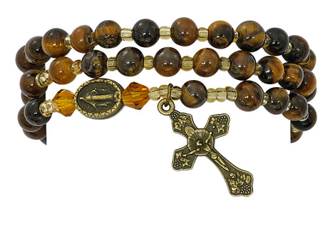 Tiger Eye Twistable Rosary Bracelet   BR635C
