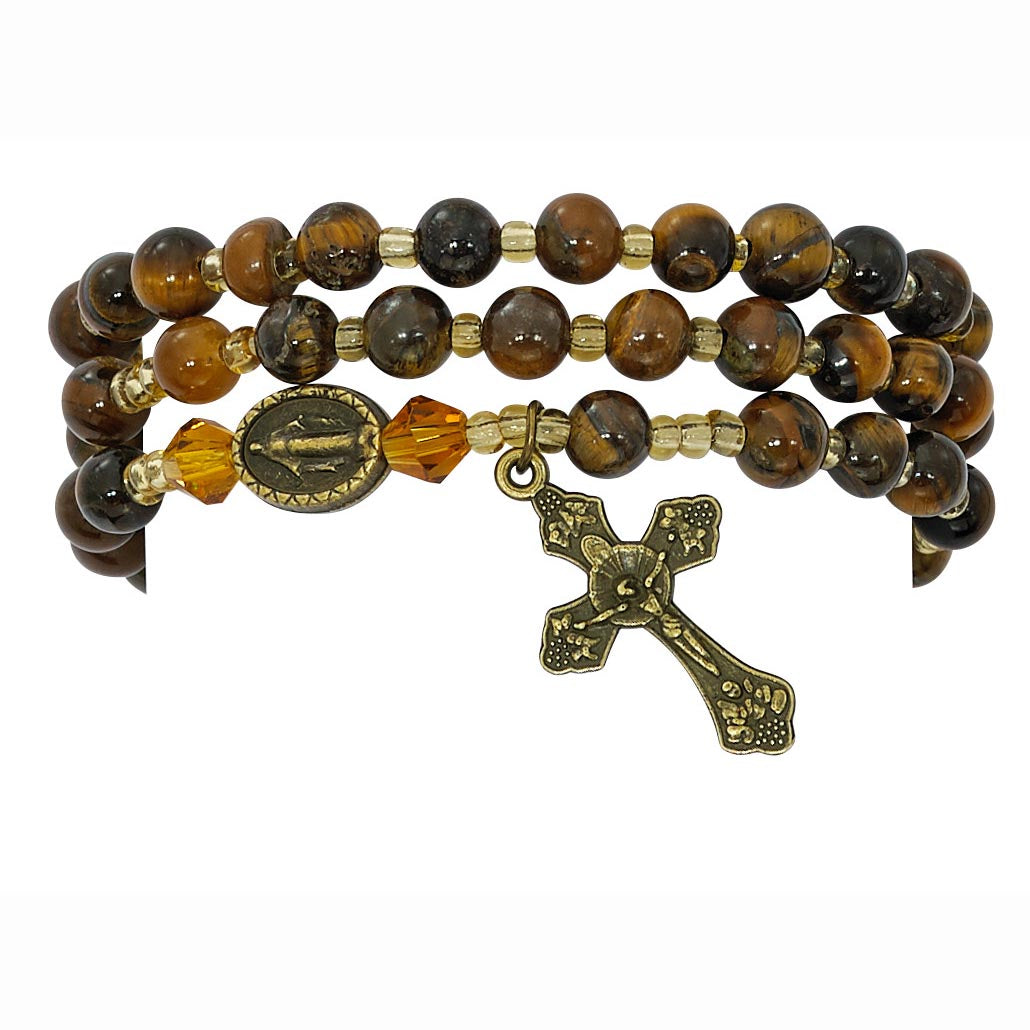 Tiger Eye Twistable Rosary Bracelet   BR635C